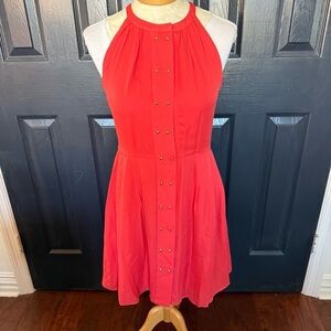 Parker NY Women's Orange Nicole Stud-Front Sleeveless 100% Silk Dress Size XS